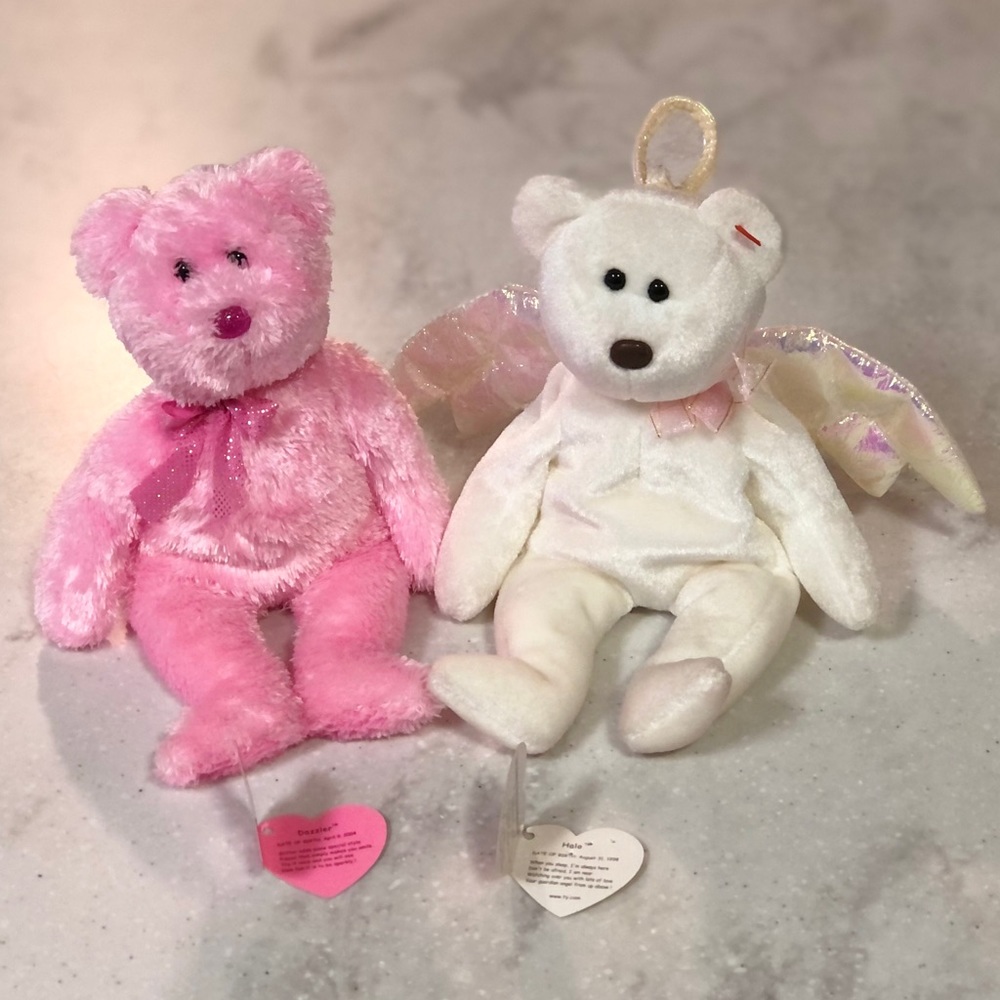 Like New Set of 2 Halo & Dazzler TY Beanie Babies